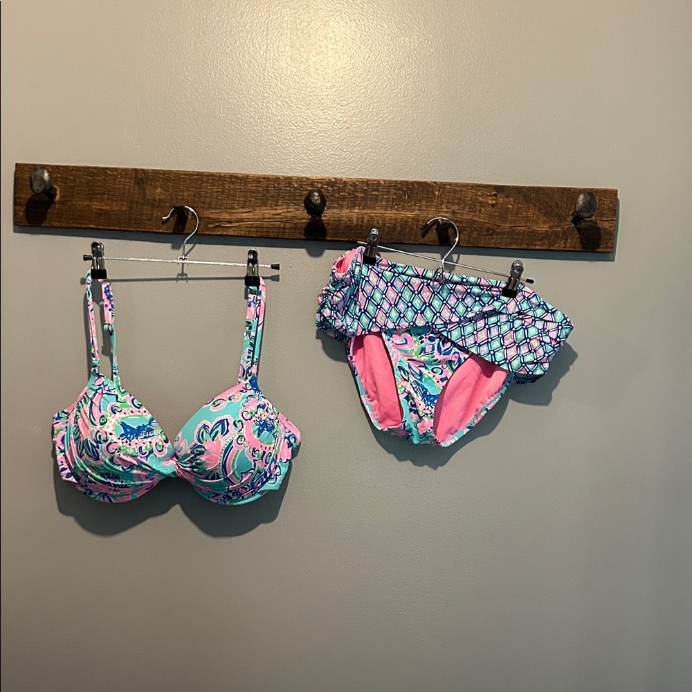 Lilly Pulitzer Pink Teal Paisley Bikini Set